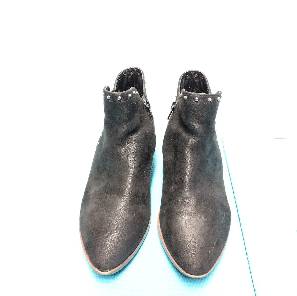 MIA Womens Studded Ankle Booties Faux Leather Side Zip 8.5